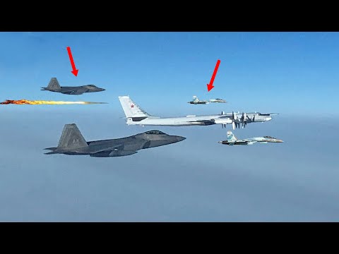 US F-22 Intercepts Russian TU-95 Bomber Escorted by Two SU-35