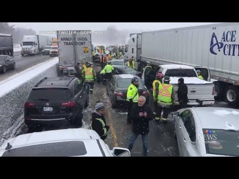 Massive pileup shuts down part of Highway 401 in Milton