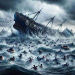 Realistic high-definition image of a devastating shipwreck scene occurring in the English Channel, demonstrating the perilous journey of migrants as they are attempting to cross the body of water. The scene is filled with turmoil as people of various races and genders are scrambling for safety amidst the churning waves, stricken ship debris, and threatening stormy sky overhead. It stands as a stark reminder of the human cost that can occur during such risky endeavors.