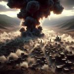 Realistic, high-definition image illustrating the escalation of a hypothetical conflict in a generic northern terrain resembling Lebanon. The scene should depict a troubling atmospheric scene filled with smoke and dust, actuated by off-screen explosions. It should not contain directly violent images or people. The scene should subtly imply the serious impact such conflicts can have on natural landscapes and city structures.