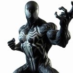 High-definition, realistic rendering of a unique creature similar in style to a comic book anti-hero. This entity appears poised in an iconic farewell stance, ready to perform an unusual concluding ritual often referred to as the 'Last Dance'. The creature is well-muscled, with oily black skin, white patterns running across it, and a menacing glint in its eyes.