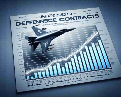 Generate a realistic, HD image displaying an unexpected increase in defense contracts for a fictional aerospace manufacturer named 'Astra'. Show this upsurge as a dramatic upward trend on a professional-grade line chart or bar graph, complete with titles, labels, axes, and footnotes. The graph should be placed on a sharp, clean background with aeronautical symbols subtly incorporated and the logo of 'Astra' prominently featured.