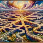 A hyper-realistic, high-definition depiction of a concept known as 'AI's Unintended Diversions': Envision a large, complex central path signifying the intended direction of an AI algorithm. This path is flanked by numerous smaller, intricate detours representing diversions, each one unique and detailed. Set the entire scene within a backdrop that encapsulates the artistic style of the impressionist era, inclusive of vibrant colors, visible brush strokes and emphasis on the accurate depiction of light, reminiscent of an artist active before 1912. The medium used should primarily be oil paint on canvas.