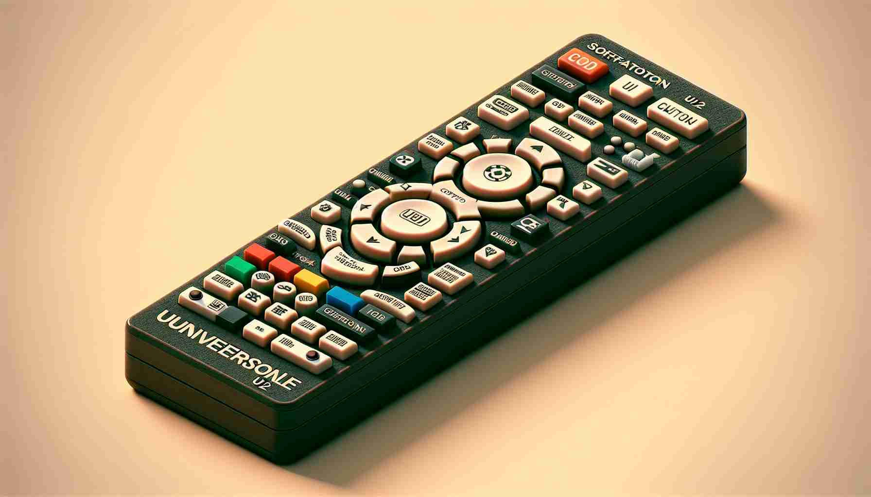 Generate a highly detailed realistic image of a universal remote, specifically the 'Sofabaton U2'. Visualize it as though it has newly emerged, showing it in full clarity and design detail. Depict it featuring buttons for various device controls, all that you would typically find on a new-age universal remote control. The general atmosphere should evoke a sense of revival, as if this remote is bringing back a tradition.