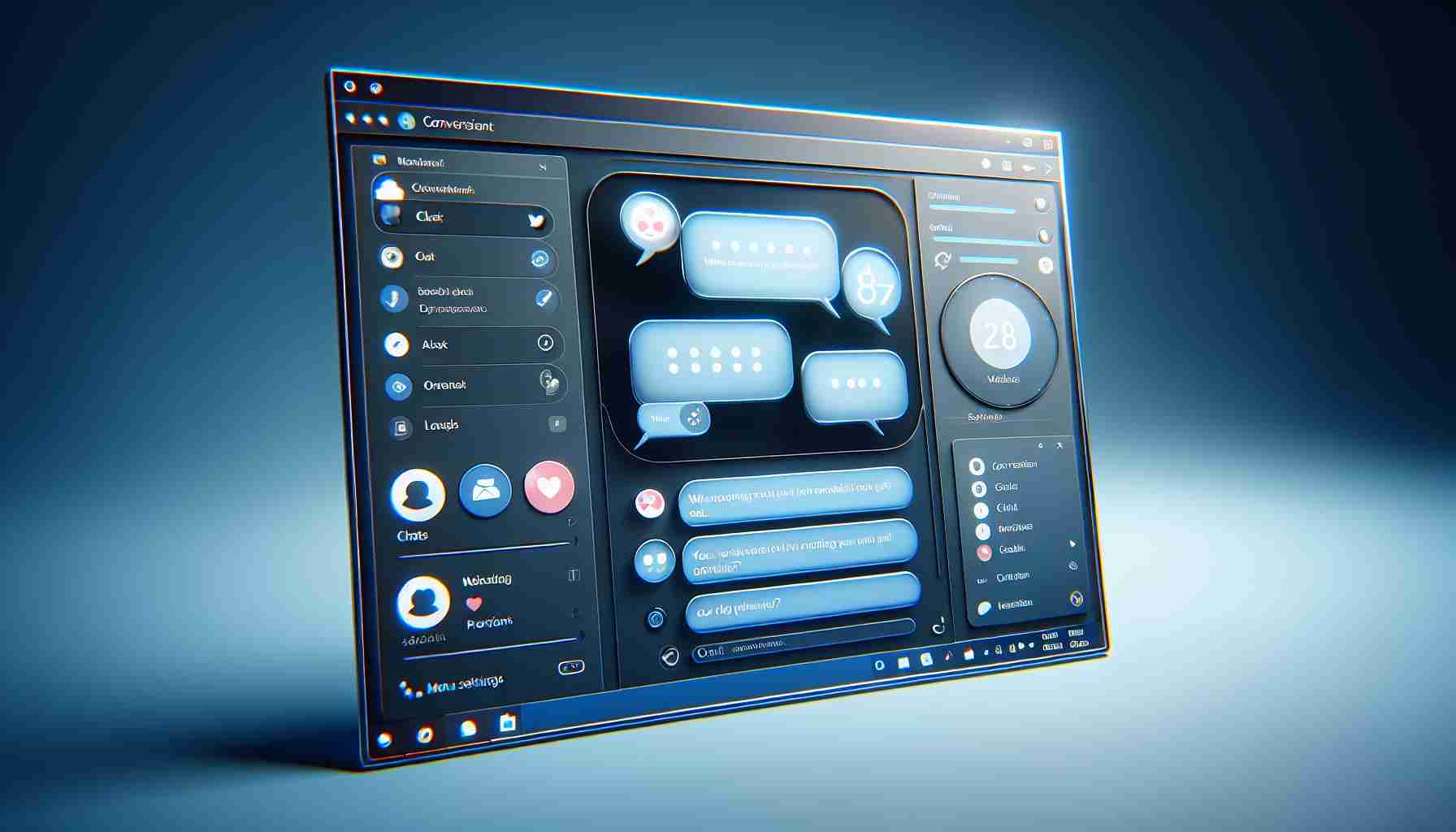 A high-definition, realistic image of a Windows-style interface featuring an application called 'ChatGPT'. The application is by OpenAI and it's clear from on-screen content that it's designed for seamless conversation. The screen could have a conversation bubble layout with indicators for active and previous chats. Elements like menu bars, chat settings, chat history should be visible.