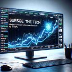 A high-definition, realistic image of a screen displaying a surge in chip stocks in the tech sector. The screen shows graphs with sharp, upward trends and names of various chip-making companies. Also visible is a headline, reflecting the robust forecast by TSMC, causing excitement and optimism among tech investors.