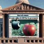 A high-definition, realistic image depicting a news headline stating 'Giant Tech Company and Major Bank Hit with $89 Million Fine by Government'. Include a symbolic representation of a large tech company (perhaps an apple) and a prominent financial institution (a historical building), set against a backdrop of important governmental architecture.