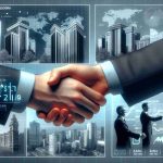 Create a realistic high-definition image of a headline on a news website. The headline reads: 'Zuora to be Acquired in $1.7 Billion Deal'. Also, depict some related images such as corporate buildings, stock market data and businessmen shaking hands to illustrate the deal.