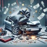 A realistic, high-definition image that encapsulates the concept of the costs associated with replacing an airbag after a car accident. The image may feature a damaged vehicle with an exploded airbag, alongside visual depictions of bills, coins, or other symbols of expense. It could also include tools used in airbag replacement and an automobile repair shop setting to provide a full scope of the process. The scene should convey both the technical aspects of the replacement and the financial implications in a balanced manner.