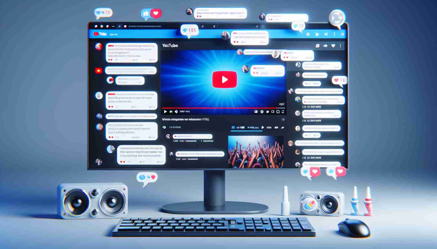 A high-definition, hyper-realistic image of a generic video streaming platform similar to YouTube reverting to their traditional mini-player format. This change is due to considerable user backlash and dissatisfaction expressed in their feedback channels, causing the platform to switch back to the well-loved classic design. Illustrate vivid user comments popping up, showing their happiness or relief about this decision along with the screen capture of the minimized player interface displaying a music video thumbnail, play and pause button, displayed on a computer monitor to indicate the return of the traditional layout.