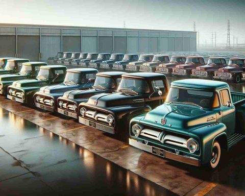 Create a high-definition and realistic image featuring a collection of Mercury pickup trucks, often overshadowed in automobile history. The scene should capture the diversity of models produced over the years, arranged in a line or in a semi-circle. The perspective of the image should allow an accurate comparison of their design features, emphasizing their sturdy build and unique aesthetics. The backdrop should be a wide, empty space, perhaps a large garage or an open field, to keep the focus on the vehicles. Natural light should illuminate the scene, highlighting the polished surfaces and the intricacies of these overlooked automotive gems.