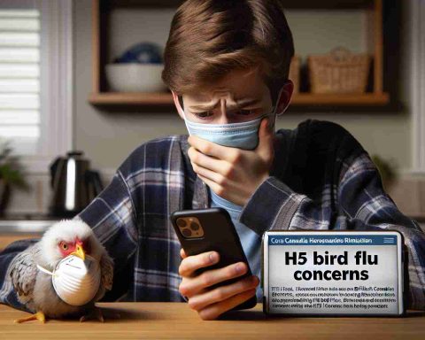 Create an image that depicts a worried teenager from British Columbia reading a news article on their phone about the rise of concerns regarding the H5 Bird Flu. The setting should be an everyday Canadian household. The teen should look visibly upset and distressed. The phone screen has text displaying 'H5 Bird Flu Concerns' in bold letters.