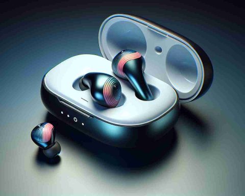 Generate a high-definition, realistic image that showcases the latest technology in wireless earbuds. The earbuds are designed with a perfect balance of style and function. The style aspect is represented by a sleek, minimalist design, possibly coming in striking colors, with smooth edges and a glossy finish. The functional aspect is represented by small, compact size for easy portability, intuitive touch controls, and perhaps a LED indicator for battery status. The earbuds might also be shown next to a compact charging case, symbolizing the convenience of on-the-go charging.